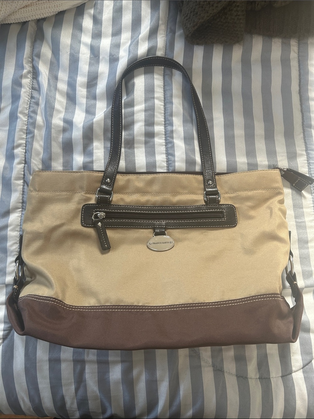Franco Sarto Beige and Brown Tote Shoulder Bag